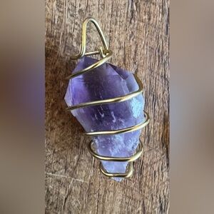 Large Amethyst Crystal In Brass Carrier